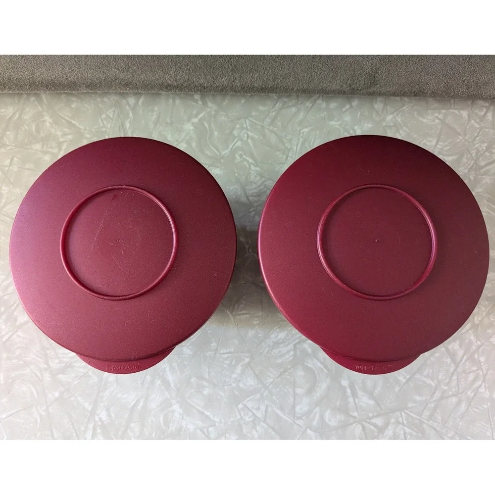 Tupperware 550ml Snack‎ Cup Bowls with Lids Set of 2 Burgundy Red 3621B-5